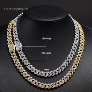 Hot Sale Pass Diamond Tester VVS Chain Sterling Sier 9Mm Moissanite Cuban Hip Hop Fashion Jewelry