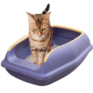 Husbrytande semi innesluten kull med hög sidor Big Sand Lull Cat Bedpans Movible Fence Open Top Cats Litter Box For Small Pets