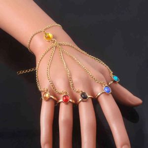 Infinite Power Glove Gauntlet Bracelets 5 Infinity Bangles Gems Stone Ring for Women Men Cosplay Jewelry Finger Chain Fans Gift 2024227