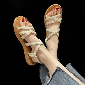 Summer New Sandals Fashion Flat Sandals Women's Leisure Cross Soft Sole Outdoor Beach Sandals Leisure Sandals Wholesale