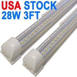 3Ft Led Shop Lights Fixture 3Feet 28W 2800lm 3' Luz de garagem 36'' T8 Tubo LED integrado, Plug and Play Montagem em superfície de alta saída, Lâmpadas LED conectáveis ​​Garagem crestech