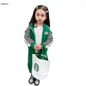 Kläderuppsättningar Oashth Girls Spring and Autumn Suits Casual Baseball Uniform Two-Piece Set Baby Girl Children's Sportswear