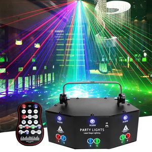 9 Eyes Projektör RGB Noel Lazer Partisi Işık Uzaktan Kontrol Gece Kulübü Işıkları Dekorasyon DJ Cadılar Bayramı Karaoke Disko Topu