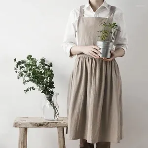 Sukienki swobodne nordyckie proste kwiaciarnie fartuch bawełniane lniane ogrodnictwo kawiarnie fartuchy kuchenne do gotowania w restauracji Tops