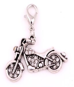 New 10Pcs A Lot antique silver Plated Zinc Studded With Sparkling Crystals Motorcycle Pendant7962835