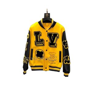 Varsity Męska kurtka Letterman L Vintage Bomber Coats list haft haftery jesienne męskie kurtki baseballowe zielone baseball moda zima doskonała jakość na białym 801