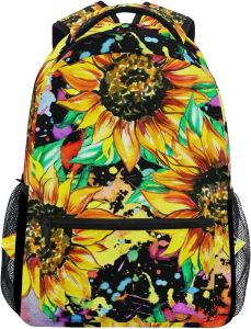 Рюкзак с акварельной живописью подсолнуха, стильный рюкзак-кошелек для женщин, девочек, детей, студентов, персонализированная школьная сумка для ноутбука с карманами
