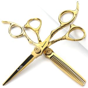 Verktyg Frisörer Special Real Hair Scissors 6 Inch Flat Scissors Willow Tooth Scissors Combination Set