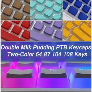 Колпачки для клавиш Pudding PBT Механическая клавиатура Double S Skin Milk 104 108 Набор клавиш RGB-подсветка OEM-профиль Колпачки для клавиш Gamer Mx Switch 240221