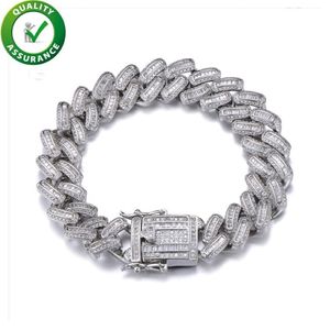 Luxur Designer Jewelry Diamond Tennis Chain Men Armband 15mm Charm Armband Cuban Link Iced Out Chains Bling Bangle Hip Hop Fas251s