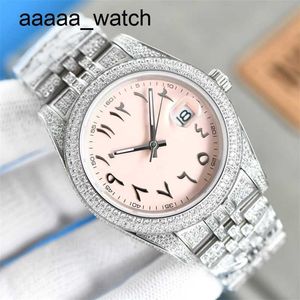 Diamanter klockor Full Watch Mens Automatic Mechanical Waterproof 41mm Diamond Studded Steel Armband Sapphire Women Business Wristwatch Montre de Luxe