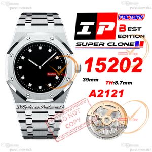 IPF 1520 Jumbo Extra-sottile diamanti neri Grande Tapisserie Dial Stick A2121 Orologio automatico da uomo Bracciale in acciaio inossidabile Super Edition Puretimewatch Reloj Hombre