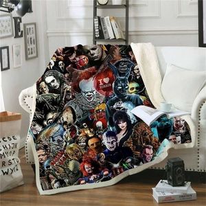 EST 공포 영화의 어린이 놀이 캐릭터 Chucky Blanket Gothic Sherpa Fleece Wearable Throw Microfiber Bedding 001 2111012123