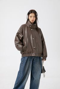 Sıcak tasarımlı kış moda ekmek ceketi, erkek ve kadınlar için PU deri ceket, yakalı ceket, üst düzey