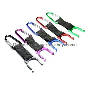 Vattenflaskor Fashion Creative Metal Ribbon Locking Carabiner Clip Water Bottle Buckle Holder Cam Snap Hook Clip-On GG0907 Drop Delive DH3Q5