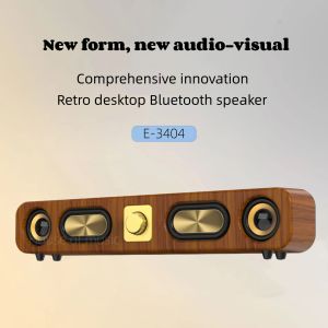 Speakers New Retro Wooden Bluetooth Speakers Portable SoundBar HiFi Stereo Card Home Computer Desktop Wireless Sound FM radio Subwoofer