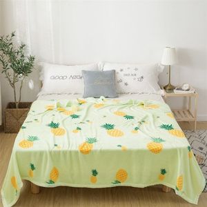 pineapple High quality Thicken plush bedspread blanket 200x230cm High Density Super Soft Flannel Blanket for the sofa Bed Car 2011282A