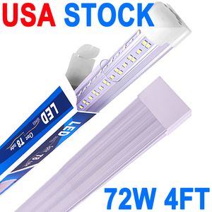 25 Pack LED T8 Luz de loja 4ft 72W 6500k Daylight White LED ligável LED Integrado Luzes com tampa clara, luzes de barra LED para oficina, Workbench Garage Barn Crestech