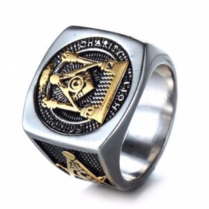 New Stainless Steel G Rings Men's Rings Vintage Masonic Titanium Steel Gifts203u