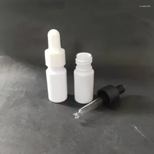 Storage Bottles 10pcs 10ml White Dropper PET Bottle Essential Oil Tuning Reagent Container Drops Glossy Cap