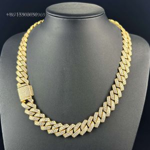 Anpassad Sier Hip Hop 9- 10mm Iced Out Moissanite Diamond Cuban Link Chain