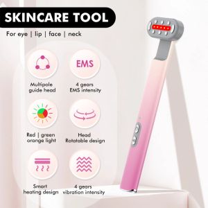 Devices EMS Eye Beauty Device Eye Massager Red Light Sonic Vibration Eye Skin Anti Aging Face Tighten Hot Compress Remove Dark Circles
