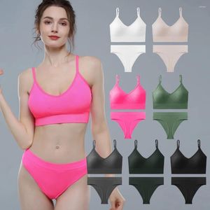 Bras Sets Set Women Adjustable Bra Panties Sexy Stretch Sport Thong Briefs Style Panty Bralette Crop Top Intimates Lingerie