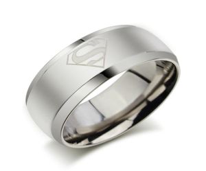 2016 nova moda prata Superman anel multicolorido 8mm anéis de casamento de aço inoxidável joias para mulheres e homens2924753