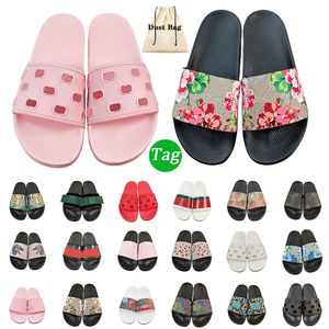 Gratis fraktdesigner Slides Herrkvinnor tofflor Summer Sandal Beach Slide Plat Platform Ladies Home Fashion Shoes Flip Flops randig Tiger Bee Causal med 35-47