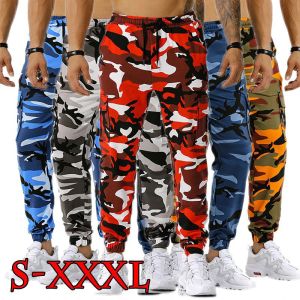 Pantaloni 2024 New Mans Loose Fit uomo Camouflage Cargo Pantaloni da combattimento Pantaloni casual con coulisse in vita Jogger Pantaloni sportivi da uomo