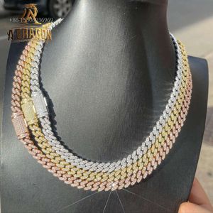 Iced Out 8Mm Moissanite Diamond Gold Plated Cuban Chains For Women And Girls