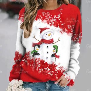 Women's T Shirts Sweater Pullover Christmas Party Clothes Autumn Long Sleeve T-Shirt Imitation Cotton O Neck Top Casual Sweatershirt