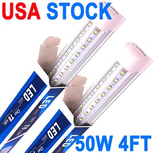 4Ft Led Shop Lights Fixture ,4Feet 50W 5000lm 4' Garage Light 48'' T8 Integrated LED Tube , Plug and Play High Output Surface Mount, Linkable Led Bulbs Garage crestech