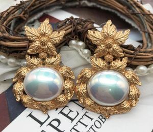 Orecchini a bottone Barocco Oversive Pearl Metal Statement Plant Boho Wedding Party Jewelry7692857