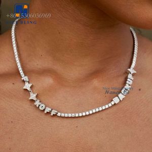 Collana personalizzata con ciondolo moda placcato oro VVS diamante ghiacciato catena da tennis per gioielli da donna