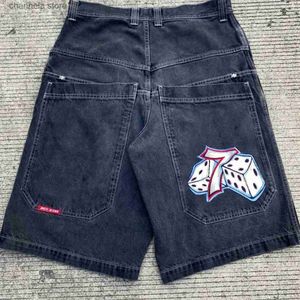 Shorts masculinos hip hop retro esqueleto gráfico streetwear jnco shorts y2k calças mens baggy denim ginásio shorts harajuku gótico homens basquete curto t240227