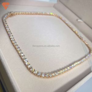 Lifeng Jewelry Hot Sale Luxury Men Luxury Men Necklace Ice 4mm VVS Moissanite Tennis Chain 925 Silver Diamond Tennis Necklace