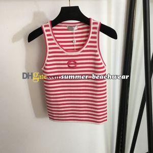 Embroidered Letter Knitted Vest Stylish Slim Fit Striped Knit Vest Designer Casual Tank Top Summer Breathable Sports Sleeveless Tops