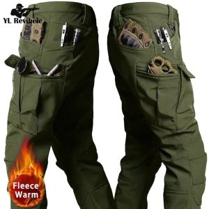 Pants Military Fleece Warm Pants Men Winter Shark Skin Soft Shell Cargo Trousers Outdoor Wearresistant Army Waterproof Tactical Pant