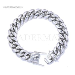 Cadermay Wholesale Jewelry Sier 14Mm Solid Glossy Men Bracelet Hiphop Cuban Link Chain Rapper Jewelry