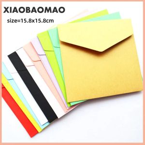 Buste 25pcs 50pcs 15,8 cm*15,8 cm Black White Red Kraft Buste di carta vintage Invito in stile europeo per invito a biglietti da visita