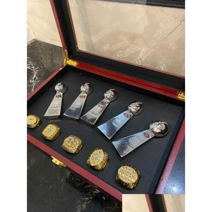 Solitaire Ring 5pcs SF Futbol Takımı Şampiyonlar Şampiyonası Lombardi Trophy Hatıra Eşya Erkek Kadın Boy Fan Brithday Hediye 2024 Hip Hop Dhklf