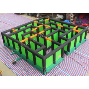 Partihandel utomhusaktiviteter anpassade 10x10x2mh (33x33x6.5ft) med fläktjätte uppblåsbar labyrintlasslaser taggspel labyrint pusselfält