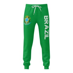 Pants Emblem of Brazil Flag Mens Sweatpants with Pockets Joggers for Men Sports Casual Sweat Pants With Drawstring