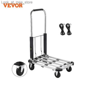 Shopping Carts VEVOR folding handcart wheeled handcart 330lb capacity solid structure aluminum alloy flat car Q240227
