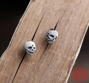 Stud Küpe Mkendn Real 925 Sterling Silver Retro Retro Kafatası Küpe Düzenli Sokak Gotik Punk Stil Erkekler İçin Kadınlar Güzel Jewe3990531