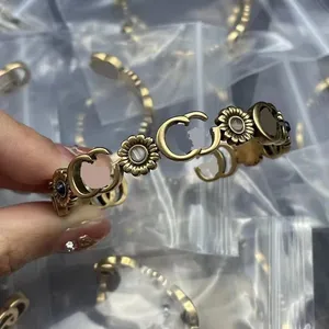 Offener Liebhaber-Armreif, Luxus-Designer-Armbänder, Gold, Retro, für Damen, Modeschmuck