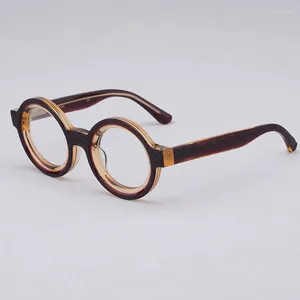 Solglasögon ramar retro runda klassisk vintage tjock full acetatglasögon ram myopia kvinnor optiska recept män
