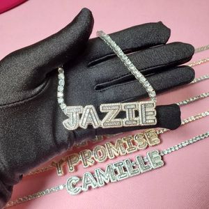 Customized Letter Name Necklace with Zircon Tennis Chain Iced Out Letters with Tennis Chain Choker Necklace for Women312c