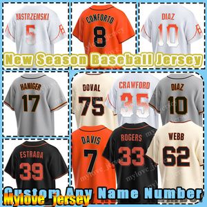 Mike Yastrzemski Buster Posey Jersey Giants de beisebol 13 Austin Slater Blake Snell San Francisco Lamonte Wade Jr.Will Clark Logan Webb THAIRO ESTRADA JORGE SOLER